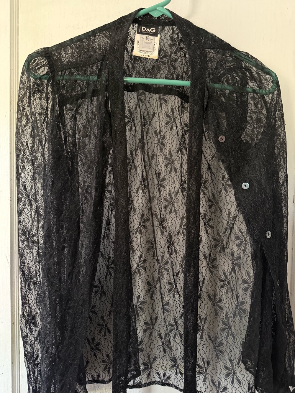 Dolce & Gabbana Black Lace Blouse with Velvet Cuffs - Picture 7 of 10